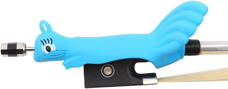 Conboxus Violin/Viola Bow Holder Violin Bow Grip For Beginner Violin Holder Teaching Aid Accessory Soft protect finger Cute squirrel-shaped Bright Colors (blue) - Image 1